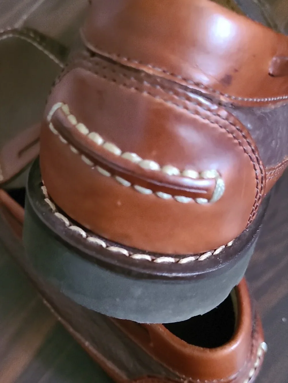 L.L. Bean Two-Tone Brown and Tan Leather Penny Loafers
